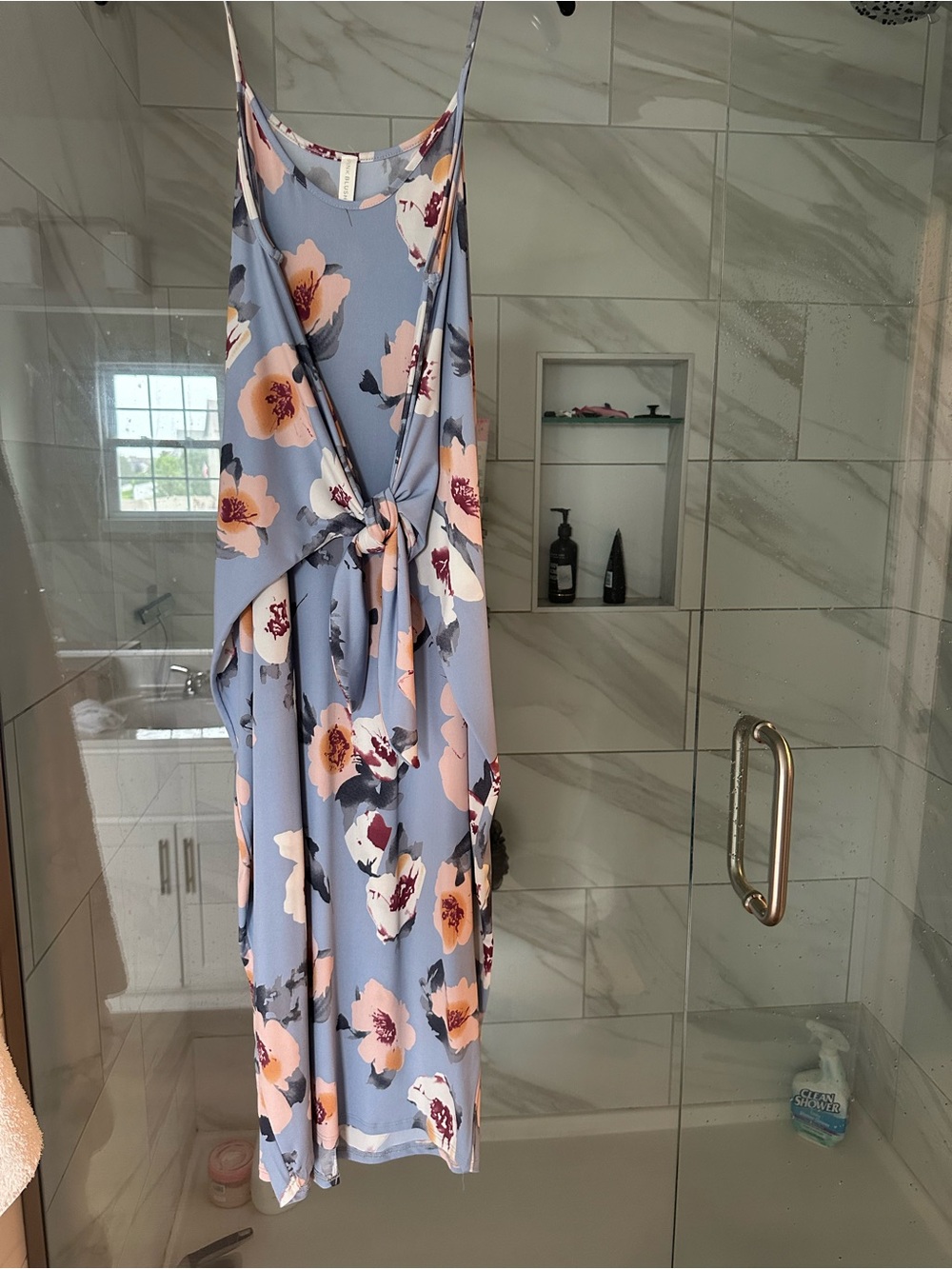 Lulu's Blue Floral Tie-Front Maxi Dress